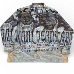 Vintage Karl Kani Brotherhood Long-Sleeve Button Down Shirt Brown Size 5X